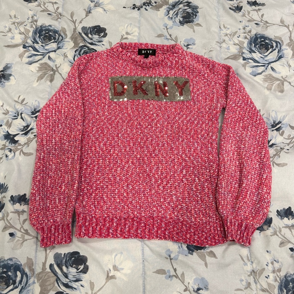 Girls Size medium DKNY Pink Sweater